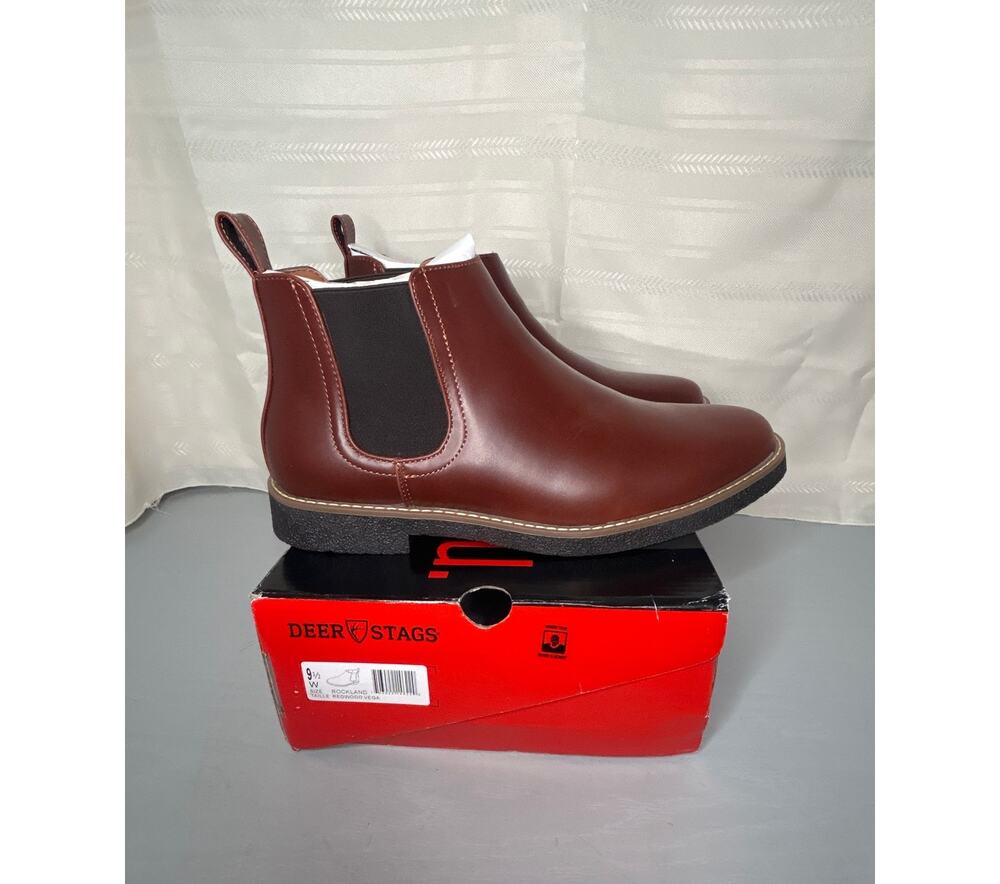 Deer Stags Rockland Men's Dress Comfort Chelsea Boot Redwood Size 9.5 W